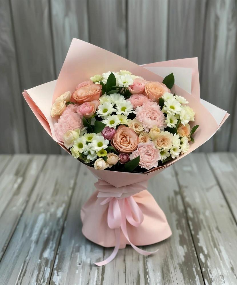 Букет цветов из: Гвоздики, Розы и Хризантемы в Поселке имени Морозова