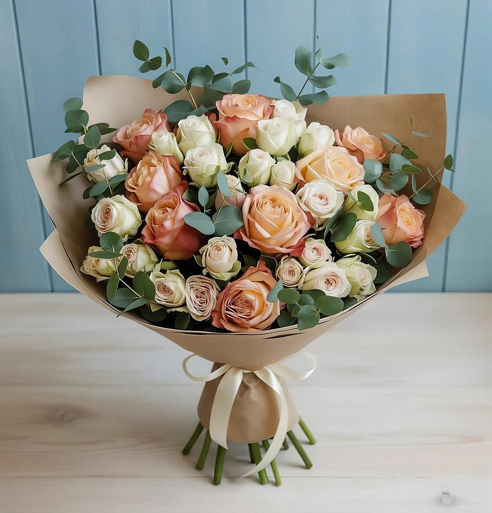 Букет цветов из: Альстромерии и Розы в Поселке имени Морозова