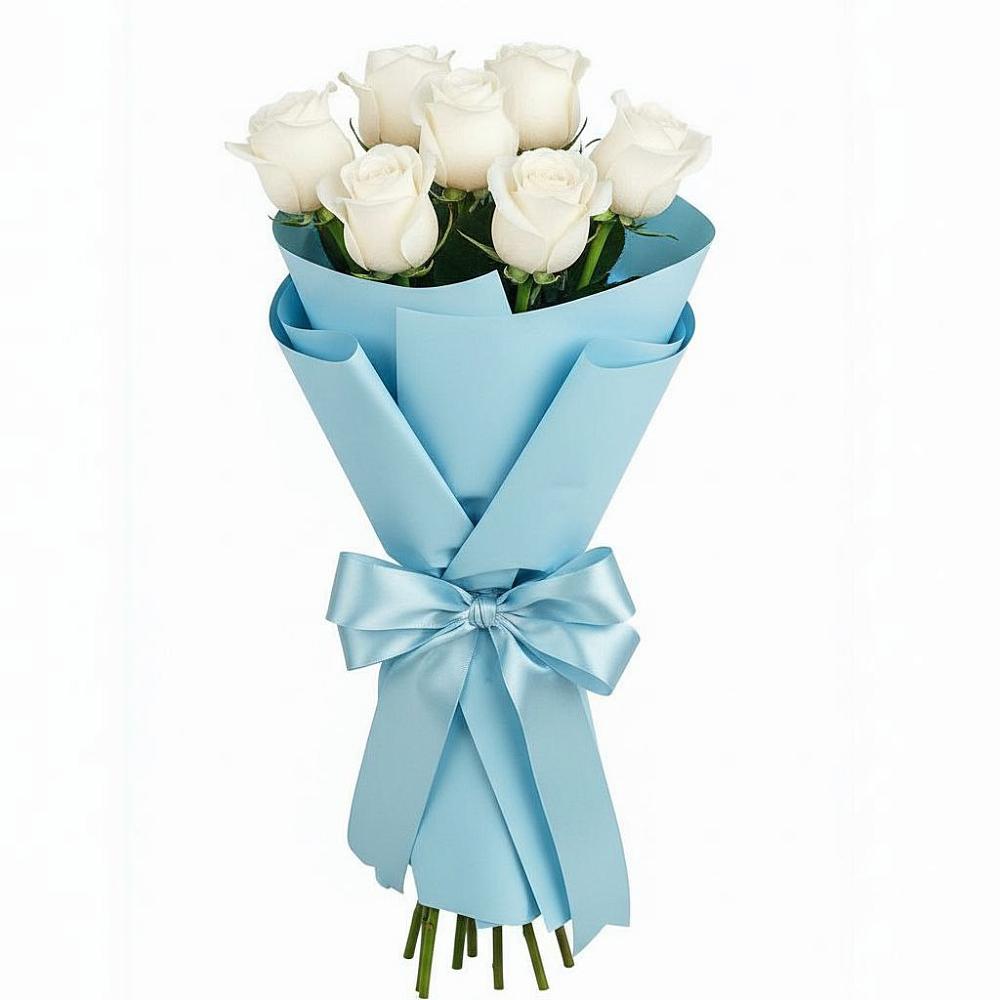 Букет 7 белых роз Проуд в Поселке имени Морозова