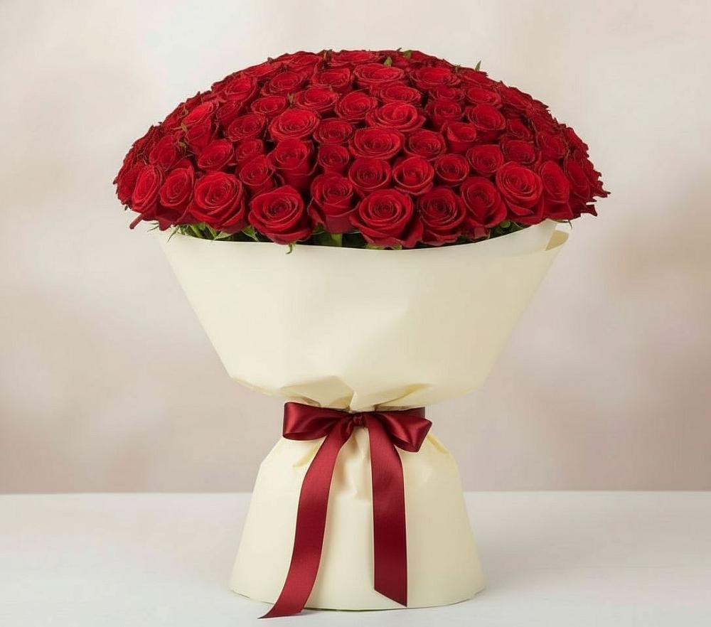 Букет 101 Красная роза Милано в Поселке имени Морозова