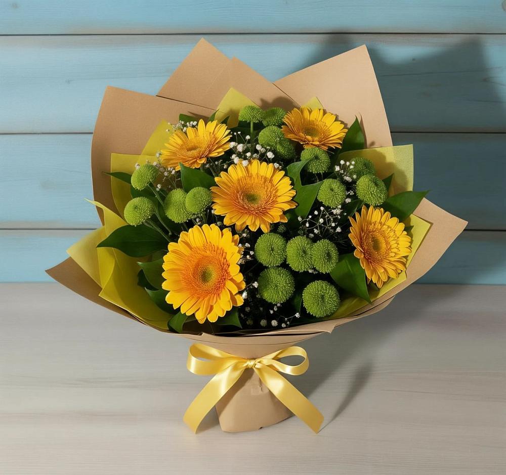 Букет цветов из: Герберы и Хризантемы в Поселке имени Морозова