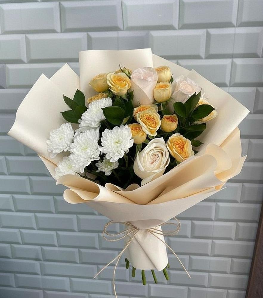 Букет цветов из: Розы и Хризантемы в Поселке имени Морозова