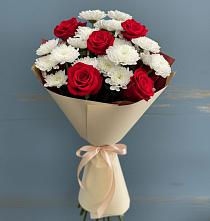 Букет цветов из:  Розы и Хризантемы в Поселке имени Морозова