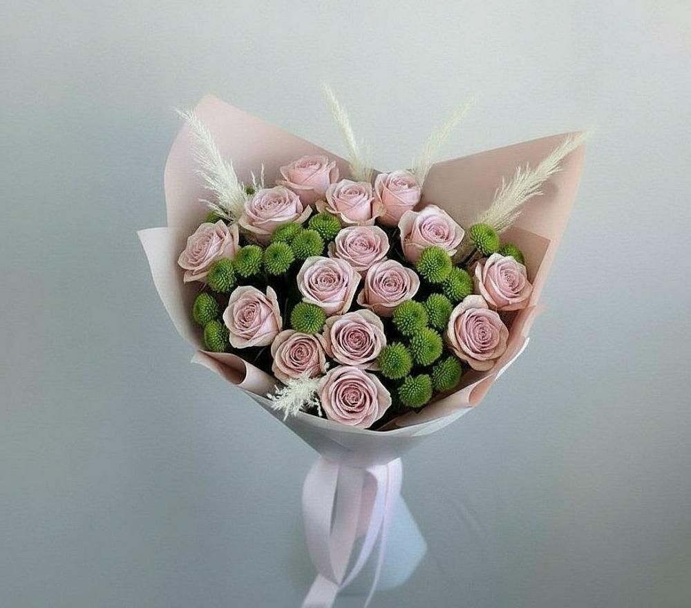 Букет цветов из: Розы и Хризантемы в Поселке имени Морозова