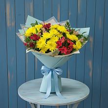 Букет цветов из:  Альстромерии и Хризантемы в Поселке имени Морозова