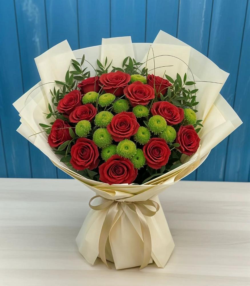 Букет цветов из: Розы и Хризантемы в Поселке имени Морозова